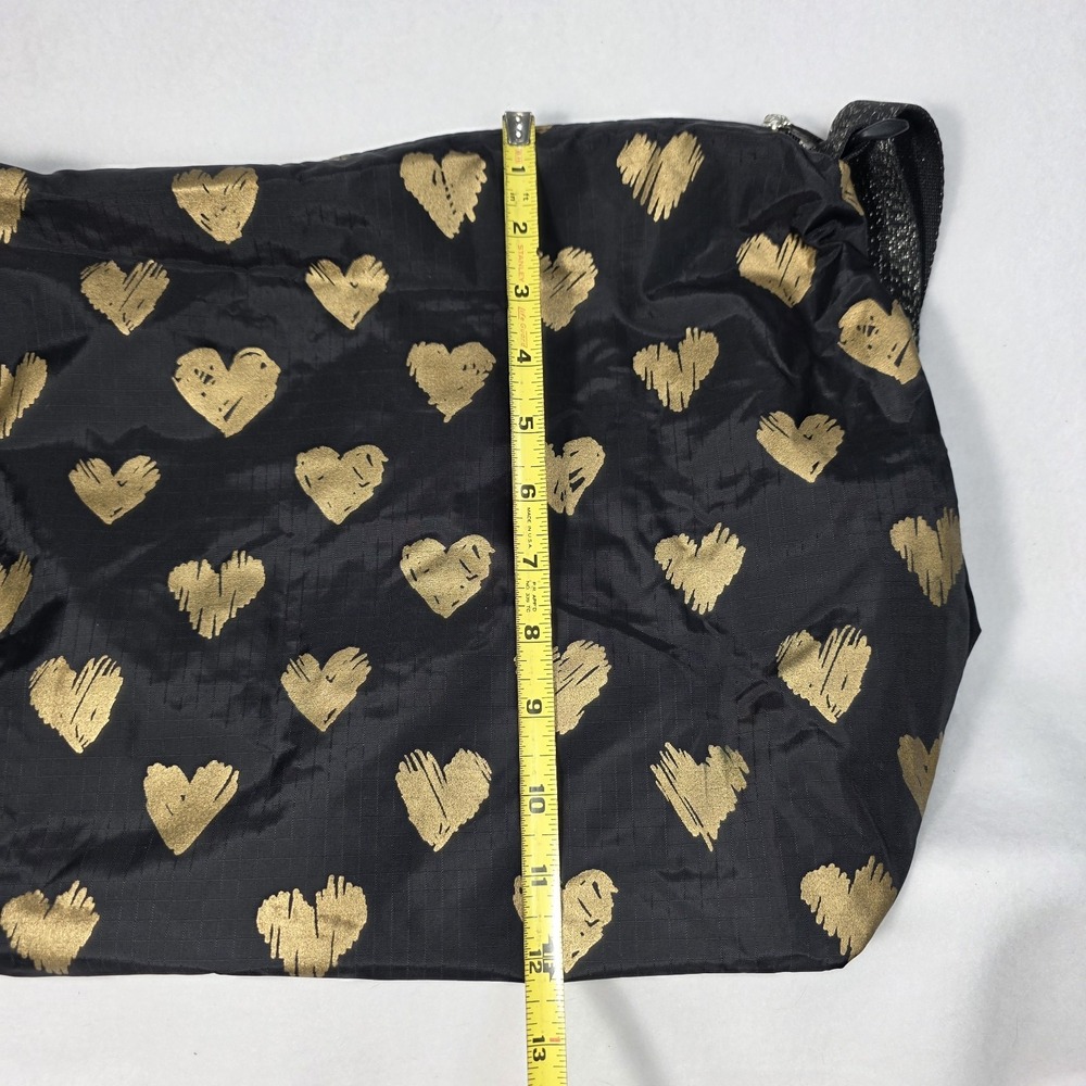 Vintage LeSportsac Black Razzmatazz Gold Hearts Deluxe Easy Carry Tote NEW - Picture 9 of 11